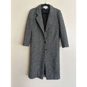 Cassidy Petite 100% Wool Long Coat 6 Old Money Quiet Luxury Dark Academia Tweed
